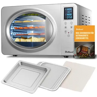 Bolkani Dörrautomat 500 W, 6 Etagen, Edelstahlgehäuse, 6 Tabletts, 500W, LED-Display, 30–90°C, 24h Timer silberfarben