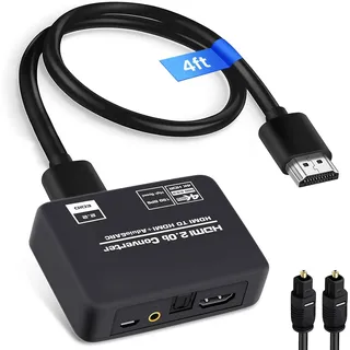 4K@60Hz HDMI Audio Extractor Splitter Converter, Hdmi zu HDMI + Optical Toslink SPDIF + 3.5mm Stereo Analog Audio, hdmi 2.0b Audio Embedder Inserter für PS5,Xbox, mit Optisches Digital kabel