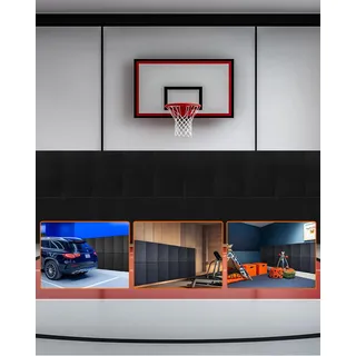 Vevor 4 x Wandpolster für Fitnessstudios (150 x 50 x 5 cm) reißfeste Wandmatte, abnehmbare Schaumstoffpolsterung mit hoher Dichte zur Wandmontage für Basketballplätze, Schutzpolster für Garage