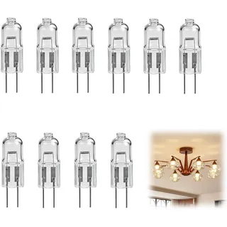 10 Stück G4 10W Halogenglühbirne 12V 2 Pin Halogen Stiftsockellampe Halogen-Niedervoltlampe G4 Glühbirne Warmweiß 2900K 10W 12V Stiftsockellampen Kapsel para Innenbeleuchtung Kronleuchter Schlafzimmer