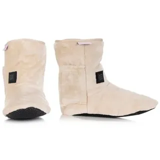 MONT CHALET Heiz-Schuh uni rutschhemmend Mikrofaser Chinchilla inkl. 2 Powerbanks