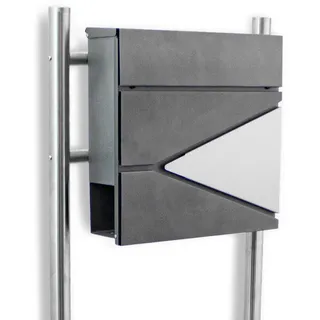 BITUXX Standbriefkasten Design Briefkasten Graphit mit Corner Edelstahl