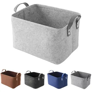 QUBEBU Aufbewahrungsbox Aufbewahrungsbox Aufbewahrungskorb Filz Filzkorb Aufbewahrung Taschen (Farbe: Blau / Braun / Hellgrau / Dunkelgrau, Waschbar., Passt auf den Boden, ins Schrankregal, ins Bücherregal) grau