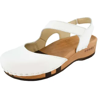 woody Damen Nicole Clog Sandale, Weiss, Größe 36