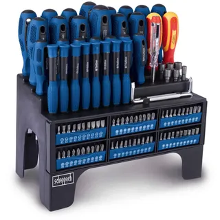 SCHEPPACH 100-tlg. Schraubendreher & Bit Set | stabile & kompakte Aufbewahrung | Chrom-Vanadium-Stahl | Präzisionsschraubendreher - Winkelschraubendreher – Ratschenschraubendreher – Stecknussadapter