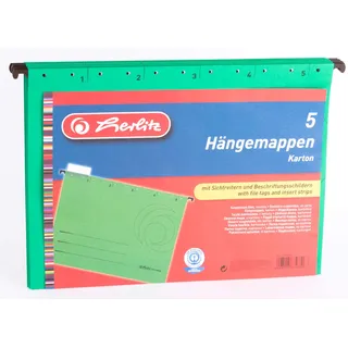 Herlitz 5874680 Hängemappe A4 UniReg grün 5er Kraftkarton, 230 g/qm