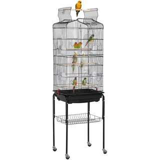 homevive Vogelkäfig Vogelbauer XXL 160 x 110 x 50 cm schwarz