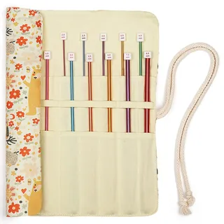 Coopay Tunesische Häkelnadeln Set, 11 Stück Aluminium Tunesische Häkelnadel mit Stricknadelrolle Tasche, 2mm - 8mm Bunt Metall Lange Häkelnadeln für Anfänger Erwachsene, Afghanische Häkelnadel Set