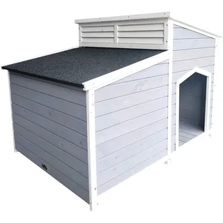 dehner lieblinge Hundehütte Balu, ca. B128/H91/T88,5 cm, Grau, Weiß, Dunkelgrau