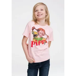LOGOSHIRT T-Shirt Pippi Langstrumpf & Herr Nilsson mit Langstrumpf-Frontdruck rosa|rot 170/176