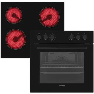 Telefunken ECH65A-B2 Einbauherd-Set | Backofen mit Grill & Umluft | Glaskeramik-Kochfeld