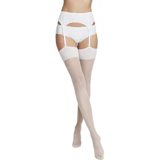 VENEZIANA NUOVA Strapsstrümpfe Damen 15 DEN, Stockings Für Strumpfhalter, Elegante Nylonstrümpfe Damen Matt Transparent Mit Verstärkter Spitze, Feinstrümpfe Made in Italy - L