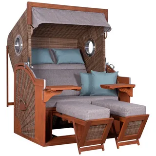 deVries Strandkorb "PURE Seaside XL PE" Des. 488 griseum Bullaugen 135x92x165 cm