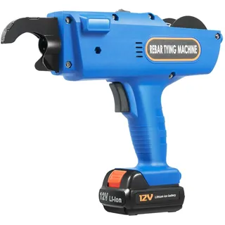 12V Elektrische Rebar Bindemaschine, Rebar Tying Bindemaschine mit Aufbewahrungsbox 2 Lithium Ionen Batterien Knotendrahtlänge 300-500mm (bleu)