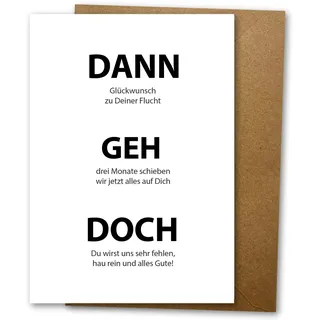 LIEBEVON Abschiedskarte Kollegen Rente Jobwechsel Karte lustig - Dann geh doch - Grußkarte mit Umschlag A6