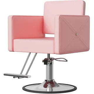 Anunweldo Friseurstuhl 360-Grad-Drehung,Hydraulischer Barberstuhl,Frisörstuhl für Schönheitssalon Friseursalon (Rosa)