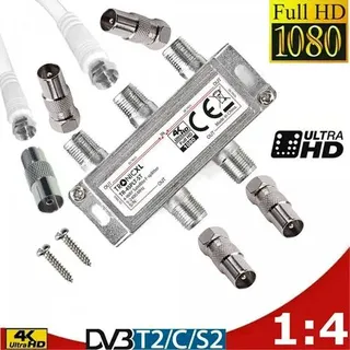 IEC Breitband Kabel Verteiler 4-fach TV Splitter DVB-T Kabelfernsehen DVB-C