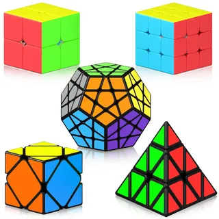 Vdealen Zauberwürfel Set, Speed Cube von 2x2 3x3 Pyramide Skewb Megaminx Zauberwürfel Original, Sticker Magic Cube Würfel Puzzle, Geschenk für Kinder Teenager Erwachsene