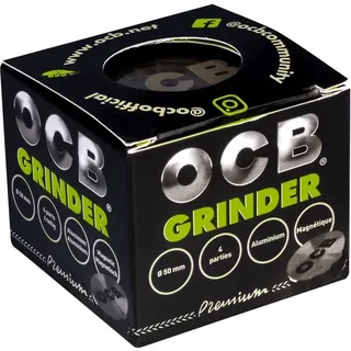 OCB 18888 Grinder Kräutermühle mit Diamantschliff-Chrome brushed-50mm-4-teilig, Aluminium, Schwarz