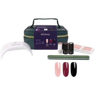 NÉONAIL UV Nagellack Gelnägel Starterset ALL YOU NEED TO GLOW Starter Set – UV Lampe für Gelnägel - LED-Lampe USB 12 W – Kosmetiktasche, Base Coat, UV-Lack, Top Coat, Nageldesign Zubehör