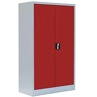 Stahl-Aktenschrank komplett montiert 120x80x38,3cm Metallschrank abschließbar Büroschrank Werkzeugschrank grau/rot 530294