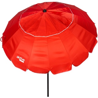 AKTIVE 62275 Sonnenschirm Strandschirm Anti Wind Faltbar Creme Ø 220 cm, neigbar, mit UV-Schutz 50, Windschutz für Strand, großer Sonnenschirm, Sonnenschirm, Strandschirme, rot, Grande