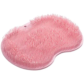 Rutschfeste Fußbürste Große, Dusche Fußschrubber Matte, Fußwascher Bad Massage Pad mit Rutschfesten Saugnäpfen, Silikon Rückenwascher Peeling Bad(Rosa)