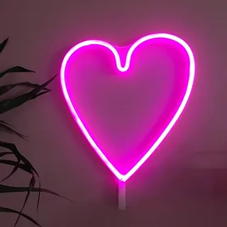 ENUOLI Rosa Neon Nachtlicht Herzförmiges Neonlicht für Wanddekor Led Neon USB & Batteriebetriebene Neon lampe Neon Wandleuchte Neon schilder Bestes Geschenk für Hochzeit Urlaub Wohnzimmer Dekoration