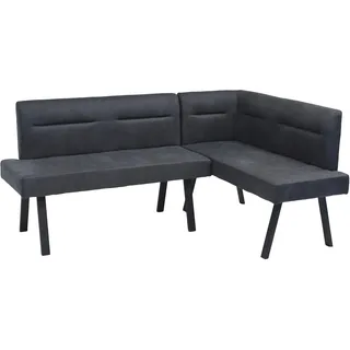 byLIVING "MONTREAL", anthrazit, schwarz, B:181cm H:87cm T:56cm, Stahl, Stoff, Sitzbänke, Eckbank, Microfaser, bis 330 kg, Taschenfederkern, Ziernaht im Rücken
