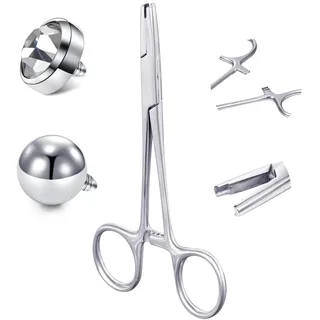4mm Piercing zange Piercing Tool Edelstahl selbsthaltende Piercing zange Länge 13cm Piercingkugel Schraube auf Werkzeug Piercing zange Piercing kugel Abschrauber Selbstsicherung