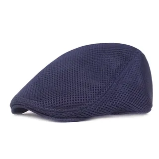 GIBZ Barett Herren Sommer atmungsaktive Mesh, Schiebermütze Damen, Unisex Beret Schirmmütze Flatcap Sportmütze Newsboy Cap, Marine