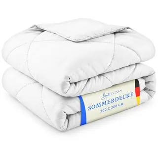 bc-agentur Sommerdecke 200x200 cm Weiß, leichtes Steppbett, Mikrofaser, ohne Bettbezug nutzbar, Wärmeklasse 2, auch ideal für Reisen, Camping – Weiß