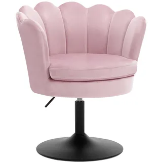 Woltu Schminktisch Stuhl Blumenform, Schminkstuhl mit Lehne, Esszimmerstuhl höhenverstellbar, Barstuhl 360° drehbar, Drehhocker 150 kg belastbar, runder Hocker, mit Samtbezug, Rosa, BH420rs-1