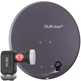 Dur-Line MDA 80 Anthrazit- Digiatale 2 Teilnehmer Satellitenschüssel Komplett-An...