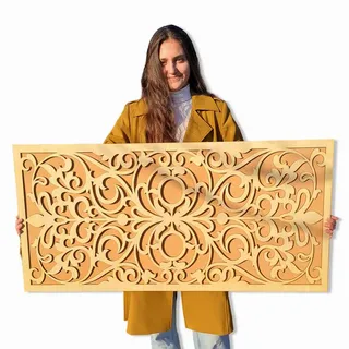 ORNAMENTI Wanddekoobjekt 3D WANDDEKO, hingucker, grosse moderne boho Ornament, Holz,2 Schichten (moderne Deko Anhanger, Wandsculptur, Holzbild, geschnitz Wandrelief, stilvolle Wanddekoration, Wandpaneel, Ornament, hingucker Wanddeko), Verzierung fur Zuhause, Wohnzimmer, Schlafzimmer, Wandkunst, 5 Größen 100 cm