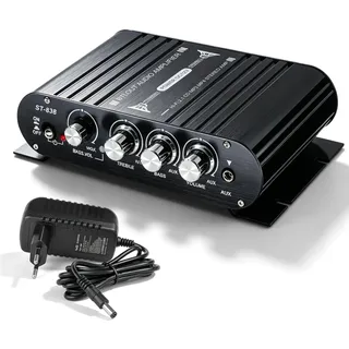Taurion HiFi Audio Verstärker: Schwarz 12V Bluetooth Mini Verstärker, 21 Kanal Verstärker, Subwoofer Verstärker für Zuhause und Auto