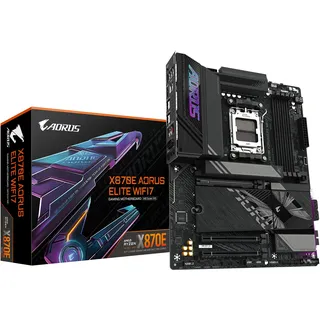 Gigabyte X870E A Elite WIFI7-Mainboard - Unterstützt AMD Ryzen 9000 CPUs, 16+2+2 Phasen Digital-VRM, bis zu 8000MHz DDR5 (OC), 3xPCIe 5.0, Wi-Fi 7, 2.5GbE LAN, USB 4