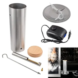 Kaltrauchgenerator aus Edelstahl, 1.1 L Elektrisch Rauchgenerator, Tragbarer Rauchgenerator mit Deckel und Pumpe, Edelstahl Kaltrauchgenerator für Räucherofen Kaltraucherzeuger für BBQ