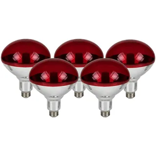 CLAR Heizlampe, 250 W, E27, Infrarotlampe, rot, für Terrarium, Hunde, Wärmetherapie, Wärmelampe für Tiere (5 Stück)