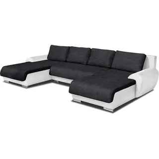 Sofnet Wohnlandschaft Eckcouch Ecksofa Otis - Big Sofa, Couch mit Schlaffunktion und Bettkasten, U-Sofa, U-Form (Weiß + Schwarz (Madryt 120 + Berlin 02))