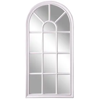 NAFGQIY Wandspiegel Standspiegel Weiß Retro Vintage Rahmen Shabby Chic, Fensteroptik Rustikaler Gartenspiegel Bogen Farmhaus-Spiegel Für Indoor Und Outdoor Schlafzimmer Flur Wanddeko