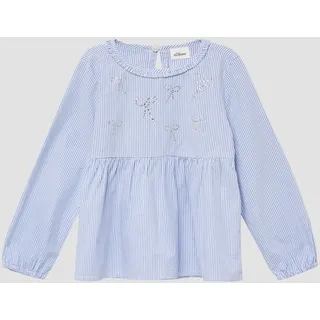 Ausgestellte Bluse mit Streifen und Schmucksteinen - blau - 140