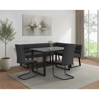 OTTO home Eckbankgruppe OTTO HOME "Barcell/Ivanna/Calgoty", anthrazit, zement farb., anthrazit, schwarz, B:120cm H:76cm T:80cm, MDF, Metall, Stoff, Sitzmöbel-Sets, Eckbankgruppe, Sitzgruppe, Eckbank und Stühle bequem gepolstert, Tisch 120x80 cm