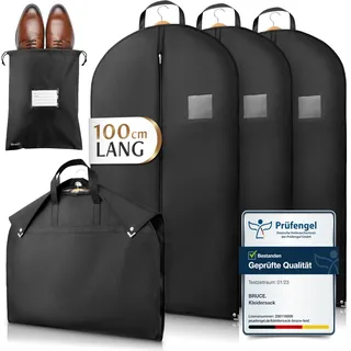 Bruce. Bruce.® 3x Kleidersack Kurz 100x60cm inkl. 1x Schuhbeutel – Atmungsaktive Kleiderhülle für Anzug, Jacke & Hemd – 120 GSM Materialstärke – Anzugtasche für Reisen & Aufbewahrung - Kleidersäcke herren