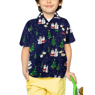 King Kameha Weihnachtshemd Kinder Kurzarm - Funky Hemd Weihnachten Junge - 2 Jahre