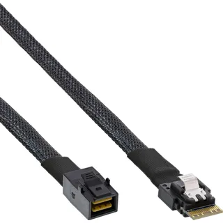 InLine Slim SAS Kabel, SFF-8654 4i zu Mini SAS HD SFF-8643, 24Gb/s, 0,5m