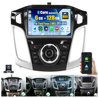ESSGOO 6+128G Für Ford Focus MK3 2012-18 Carplay Android14 Autoradio GPS Navi Autoradio (Digitalradio (DAB), RDS, AM, FM, Carplay Android Auto Bluetooth EQ USB GPS Navi WIFI Touchscreen) schwarz