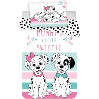 Disney Baby-Bettbezug 101 Dalmatiner, 100% Baumwolle, Bettwäsche 100 x 135 cm, Kissenbezug 40 x 60 cm