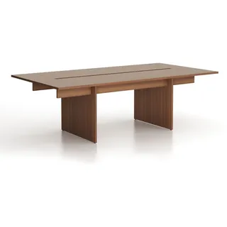 Konferenztisch SOLID + 2x Verlängerung, 240x125 cm, Nussbaum
