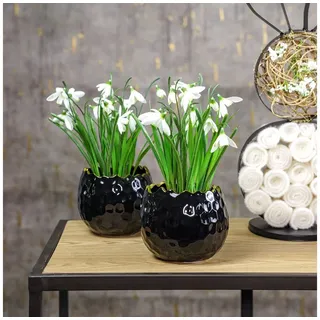 Viana Osterei Blumentopf Keramik Ei Pflanztopf Schwarz Wabenstruktur, 2 Stück schwarz